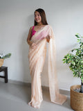 Peach Chiffon Saree With Blouse Piece Peach Chiffon Saree With Blouse Piece