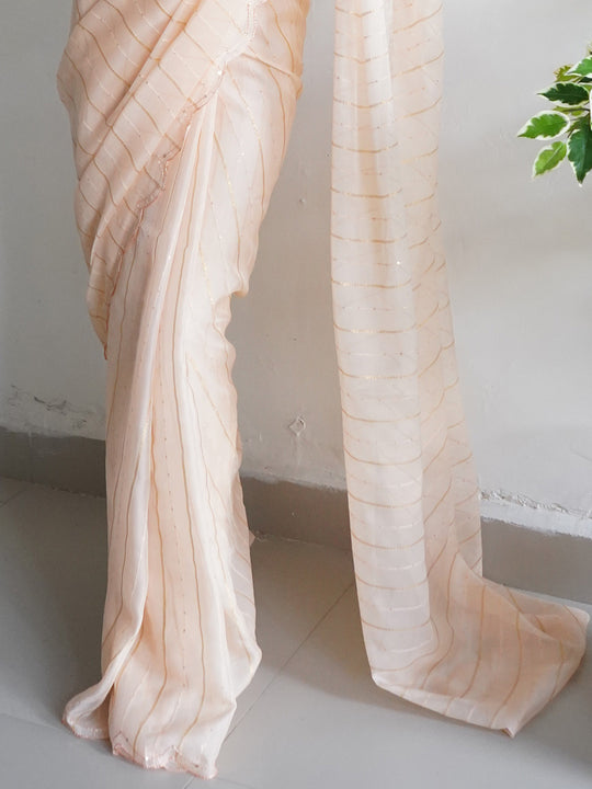 Peach Chiffon Saree With Blouse Piece Peach Chiffon Saree With Blouse Piece