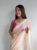 Peach Chiffon Saree With Blouse Piece Peach Chiffon Saree With Blouse Piece