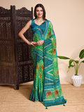 Green Weightless Poly Chiffon Saree With Blouse Piece Green Weightless Poly Chiffon Saree With Blouse Piece