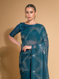 Blue Georgette Sequins Embroidered Designer Saree with Blouse Blue Georgette Sequins Embroidered Designer Saree with Blouse