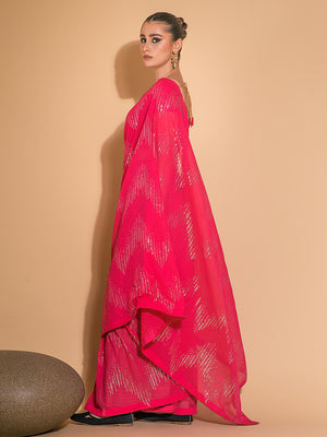 Pink Georgette Sequins Embroidered Designer Saree with Blouse