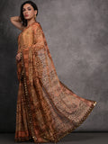 Brown Chiffon Mirror Work Designer Saree with Blouse Brown Chiffon Mirror Work Designer Saree with Blouse