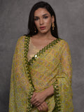 Mehendi Chiffon Mirror Work Designer Saree with Blouse Mehendi Chiffon Mirror Work Designer Saree with Blouse