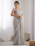 Grey Georgette Sequin Swarovski Designer Saree with Blouse Grey Georgette Sequin Swarovski Designer Saree with Blouse