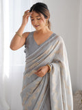 Grey Georgette Sequin Swarovski Designer Saree with Blouse Grey Georgette Sequin Swarovski Designer Saree with Blouse