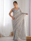 Grey Georgette Sequin Swarovski Designer Saree with Blouse Grey Georgette Sequin Swarovski Designer Saree with Blouse