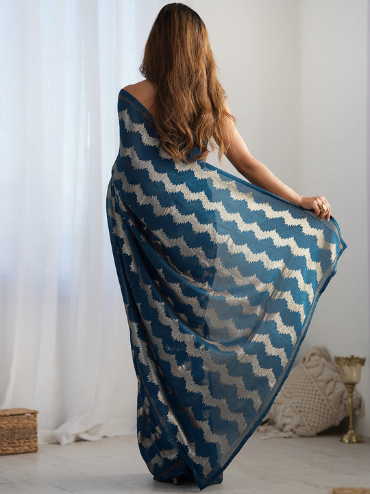 Teal Georgette Sequin Swarovski Designer Saree with Blouse Teal Georgette Sequin Swarovski Designer Saree with Blouse