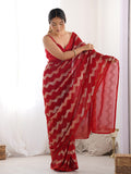 Red Georgette Sequin Swarovski Designer Saree with Blouse Red Georgette Sequin Swarovski Designer Saree with Blouse