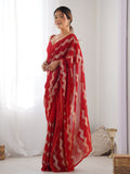 Red Georgette Sequin Swarovski Designer Saree with Blouse Red Georgette Sequin Swarovski Designer Saree with Blouse