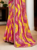 Multicolor Chinon Bandhani Print with Embroidered Saree with Blouse Multicolor Chinon Bandhani Print with Embroidered Saree with Blouse