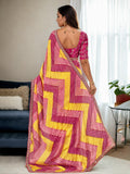 Multicolor Chinon Bandhani Print with Embroidered Saree with Blouse Multicolor Chinon Bandhani Print with Embroidered Saree with Blouse