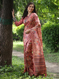 Maroon Soft Tussar Silk Printed Saree With Blouse Piece Maroon Soft Tussar Silk Printed Saree With Blouse Piece