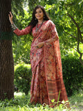 Maroon Soft Tussar Silk Printed Saree With Blouse Piece Maroon Soft Tussar Silk Printed Saree With Blouse Piece