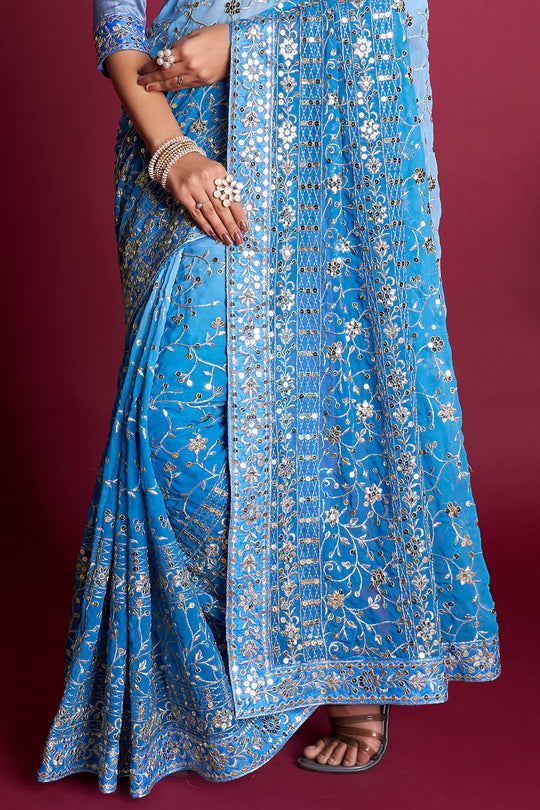 Sky Blue Georgette Saree Sky Blue Georgette Saree