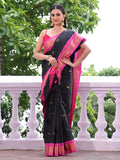 Black Paithani Silk Blend Zari Saree With Blouse Piece Black Paithani Silk Blend Zari Saree With Blouse Piece