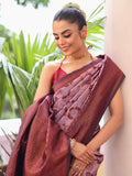 Purple Kanjeevaram Silk Blend Woven Design Zari Saree With Blouse Piece Purple Kanjeevaram Silk Blend Woven Design Zari Saree With Blouse Piece