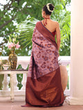 Purple Kanjeevaram Silk Blend Woven Design Zari Saree With Blouse Piece Purple Kanjeevaram Silk Blend Woven Design Zari Saree With Blouse Piece