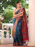 Teal Paithani Silk Blend Zari Saree With Blouse Piece Teal Paithani Silk Blend Zari Saree With Blouse Piece