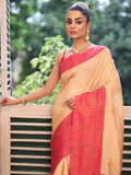 Red Kanjeevaram Silk Blend Woven Design Zari Saree With Blouse Piece Red Kanjeevaram Silk Blend Woven Design Zari Saree With Blouse Piece