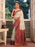Beige Banarsi Silk Blend Woven Design Zari Saree With Blouse Piece Beige Banarsi Silk Blend Woven Design Zari Saree With Blouse Piece