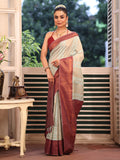 Beige Banarsi Silk Blend Woven Design Zari Saree With Blouse Piece Beige Banarsi Silk Blend Woven Design Zari Saree With Blouse Piece