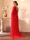 Red Embellished Sequinned Chiffon Saree With Blouse Piece Red Embellished Sequinned Chiffon Saree With Blouse Piece