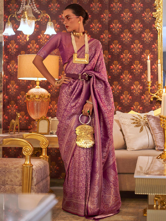 Pastel Wine Kanjivaram Saree Pastel Wine Kanjivaram Saree