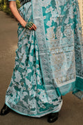 Bottle Green Chickankari Organza Saree Bottle Green Chickankari Organza Saree
