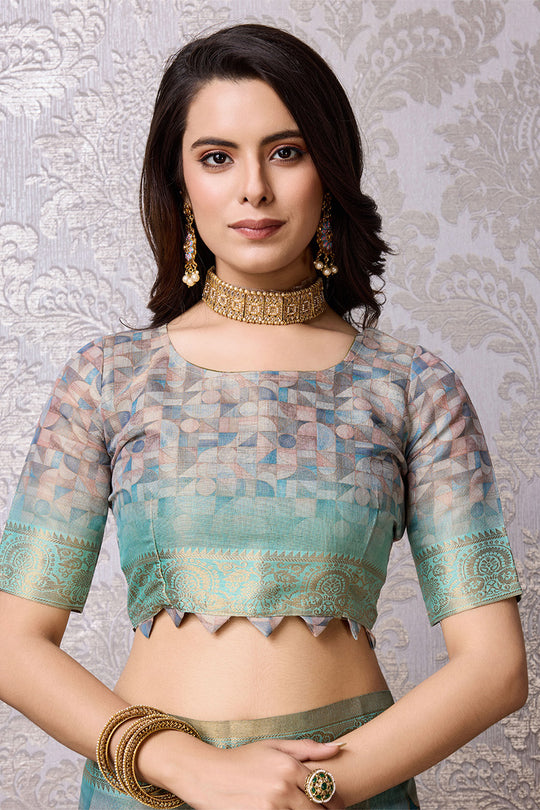 Green Silk Saree With Blouse Piece Green Silk Saree With Blouse Piece