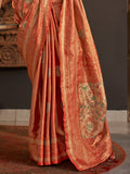 Coral Orange Kanjivaram Saree Coral Orange Kanjivaram Saree