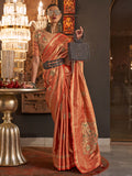 Coral Orange Kanjivaram Saree Coral Orange Kanjivaram Saree