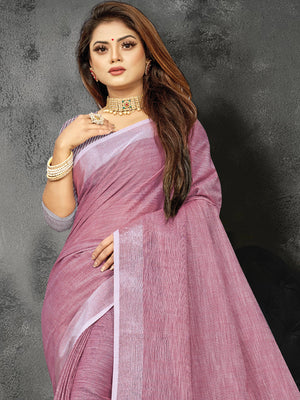 Electric Purple Linen Blend Sare