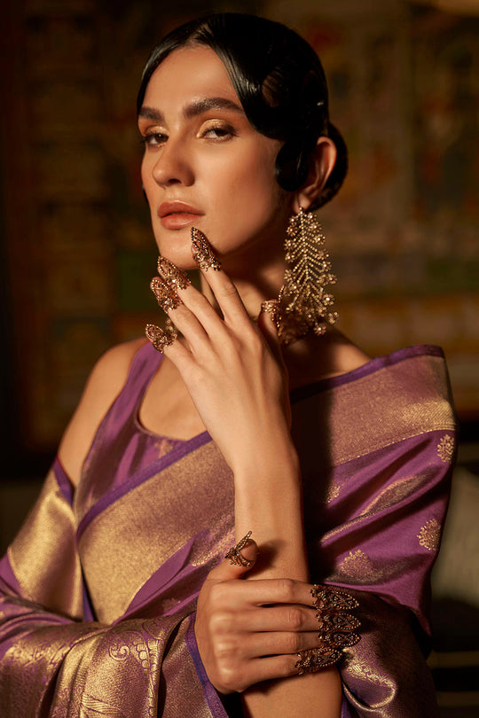 Mulberry Violet Kanjivaram Saree Mulberry Violet Kanjivaram Saree