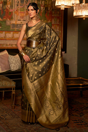 Jet Black Kanjivaram Saree