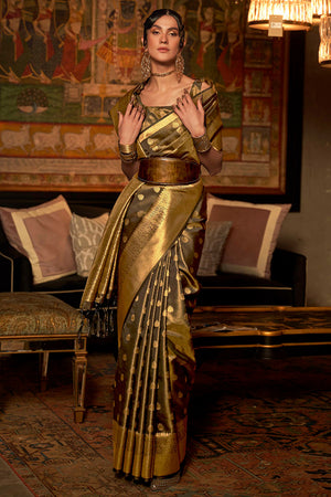 Jet Black Kanjivaram Saree