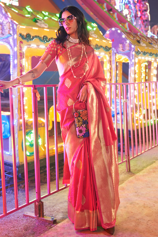 Red Banarasi Art Silk Saree With Blouse Piece Red Banarasi Art Silk Saree With Blouse Piece