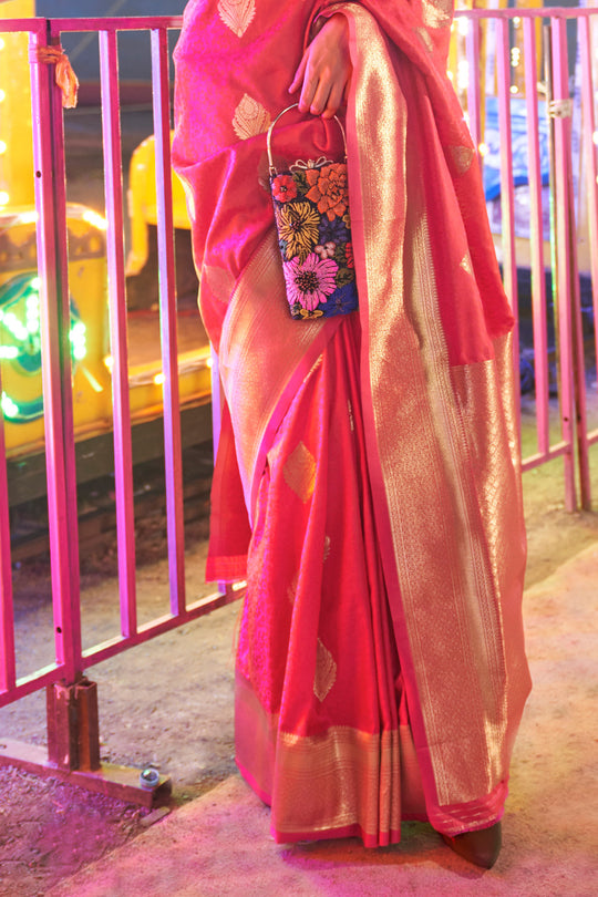 Red Banarasi Art Silk Saree With Blouse Piece Red Banarasi Art Silk Saree With Blouse Piece