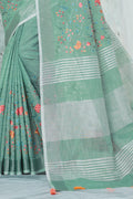 Mint Green Linen Blend Saree Mint Green Linen Blend Saree