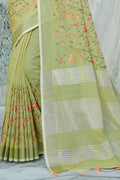 Lime Green Linen Blend Saree Lime Green Linen Blend Saree