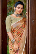 Beige Linen Blend Saree Beige Linen Blend Saree