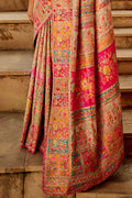 Cream Multi Color Kashmiri Pashmina Silk Saree With Blouse Piece Cream Multi Color Kashmiri Pashmina Silk Saree With Blouse Piece
