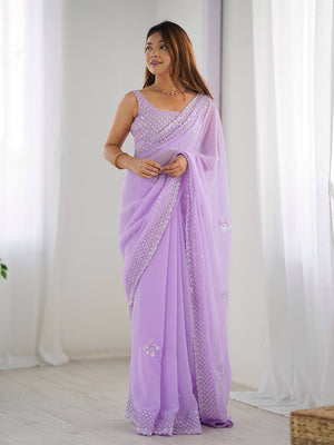 Georgette Party Wear Saree With Blouse Piece