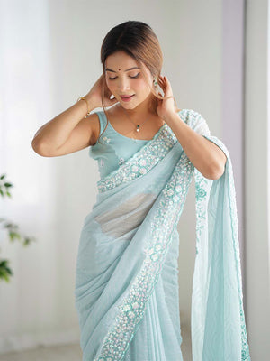 Georgette Party Wear Saree With Blouse Piece