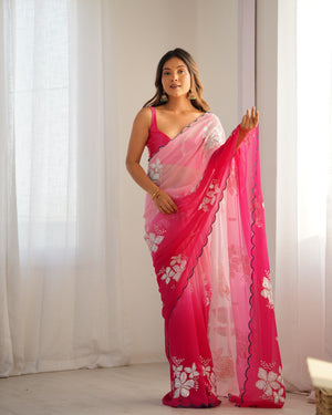 Multi Colour Pure Georgette Padding Sequins Embroidery Work Blouse Fabric Ultra Sattin
Saree With Blouse Piece