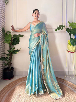 Space Silk Party Wear Saree With Blouse Piece
