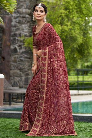 Dusky Wine Georgette Saree