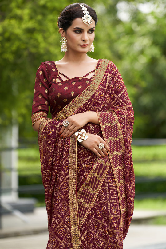 Dusky Wine Georgette Saree Dusky Wine Georgette Saree