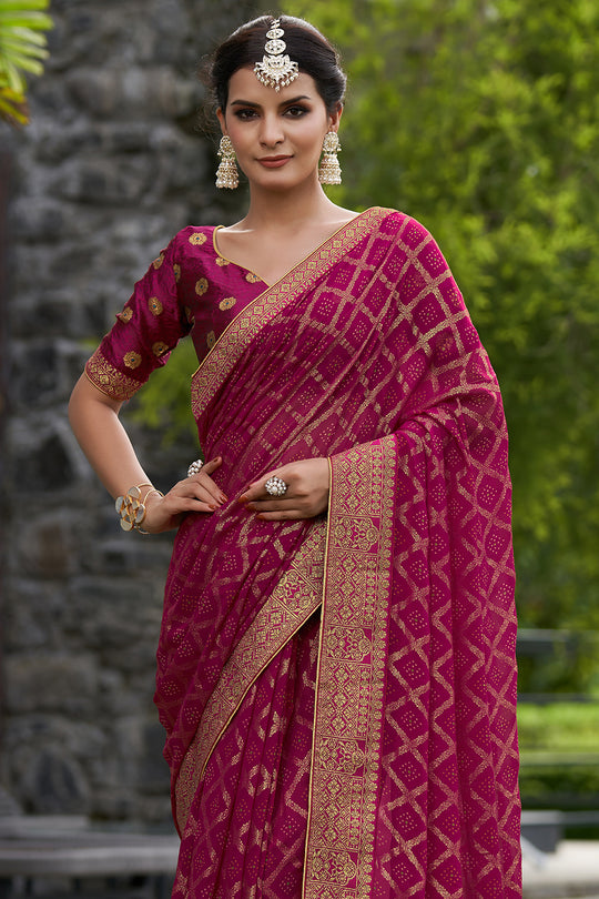 Magenta Pink Georgette Saree Magenta Pink Georgette Saree