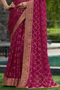 Magenta Pink Georgette Saree